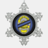 Thin Blue Line Badge Tin Sneeuwvlok Ornament (Voorkant)