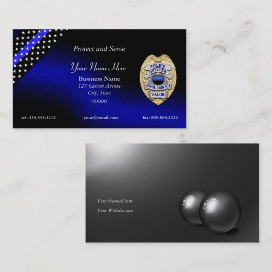 Thin Blue Line Badge Visitekaartje (Voorkant / Achterkant)