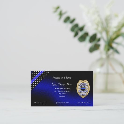 Thin Blue Line Badge Visitekaartje (Staand voorkant)