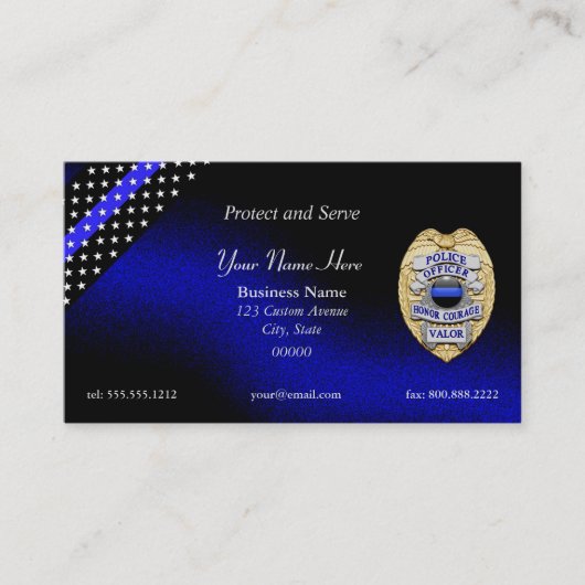 Thin Blue Line Badge Visitekaartje (Voorkant)