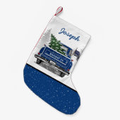 Thin Blue Line  Blue Truck Police Dept Kleine Kerstsok (Voorkant (Hangend))