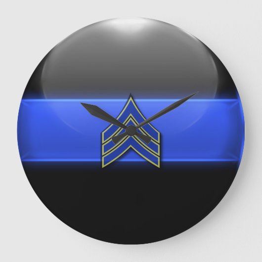 Thin Blue Line - Blue/Yellow Sergeant Stripes Grote Klok (Voorkant)