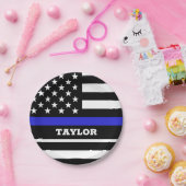 Thin Blue Line bord, VS gepersonaliseerde politiev Papieren Bordje (Feest)