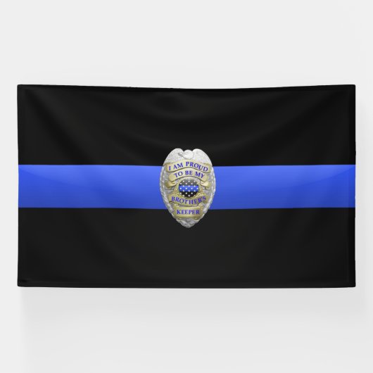 Thin Blue Line Brothers Keeper Badge Banner (Horizontaal)