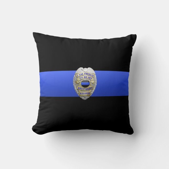 Thin Blue Line Brothers Keeper Badge Kussen (Voorkant)