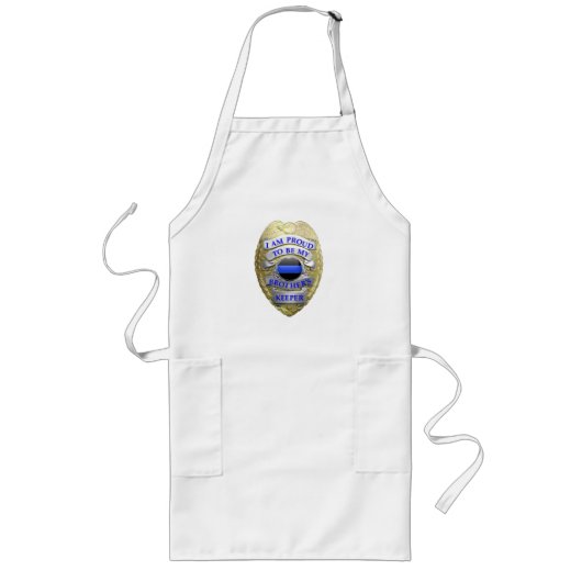 Thin Blue Line Brothers Keeper Badge Long Apron Lang Schort (Voorkant)