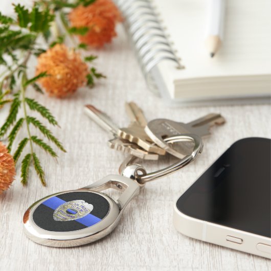 Thin Blue Line Brothers Keeper Badge Sleutelhanger (Zijkant)