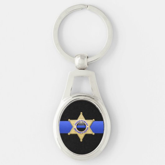 Thin Blue Line Brothers Keeper Badge Sleutelhanger (Voorkant)