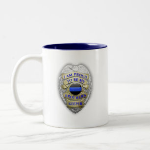 Thin Blue Line Brothers Keeper Badge Tweekleurige Koffiemok