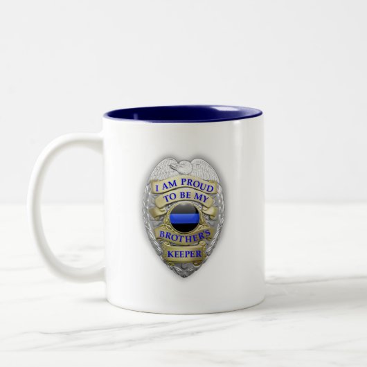 Thin Blue Line Brothers Keeper Badge Tweekleurige Koffiemok (Links)