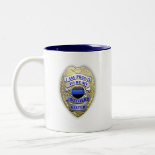 Thin Blue Line Brothers Keeper Badge Tweekleurige Koffiemok