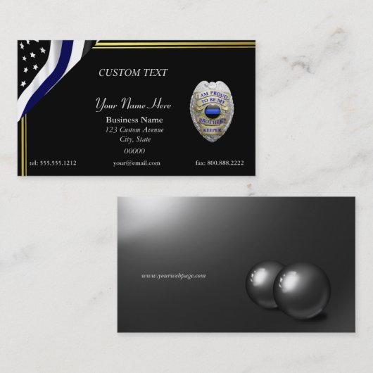 Thin Blue Line Brothers Keeper Badge Visitekaartje (Voorkant / Achterkant)