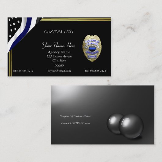 Thin Blue Line Brothers Keeper Badge Visitekaartje (Voorkant / Achterkant)