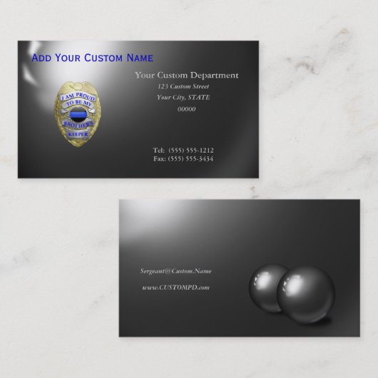 Thin Blue Line Brothers Keeper Badge Visitekaartje (Voorkant / Achterkant)