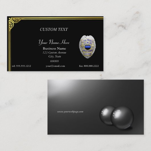 Thin Blue Line Brothers Keeper Badge Visitekaartje (Voorkant / Achterkant)