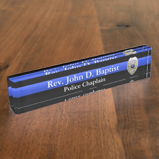 Thin Blue Line - Chaplain Badge Naambordje (Zijkant)
