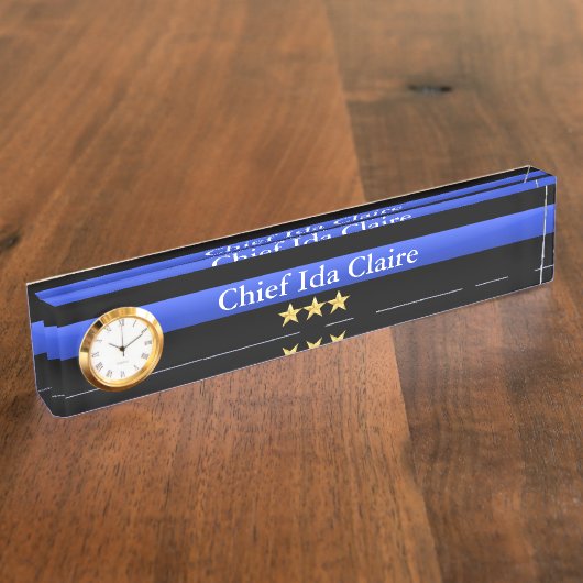 Thin Blue Line - Chief 3 sterren Rank Naambordje (Zijkant)