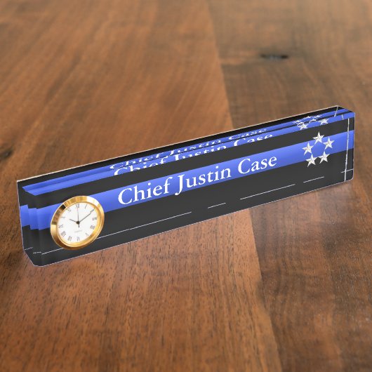 Thin Blue Line - Chief 5 sterren Rank Naambordje (Zijkant)