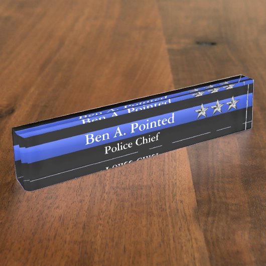 Thin Blue Line - Chief Three Star Rank Naambordje (Zijkant)