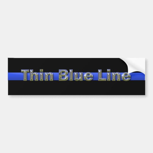 Thin Blue Line Chrome-tekst Bumpersticker (Voorkant)