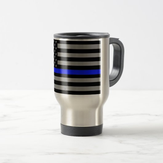 Thin Blue Line Coffee-Mok Reisbeker (Voorkant rechts)