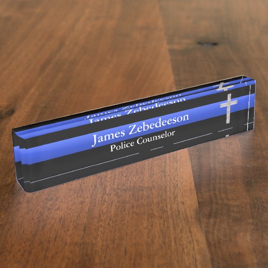 Thin Blue Line - Counselor Cross Naambordje (Zijkant)