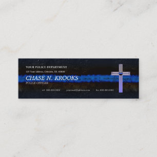 Thin Blue Line Cross-Police Officer Mini Visitekaartje