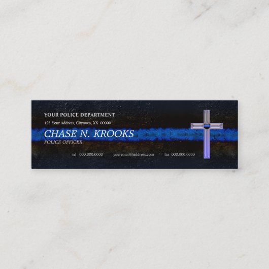 Thin Blue Line Cross-Police Officer Mini Visitekaartje (Voorkant)