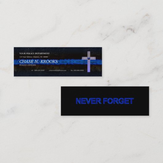 Thin Blue Line Cross-Police Officer Mini Visitekaartje (Voorkant / Achterkant)