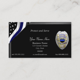 Thin Blue Line Custom Flag and Badge Visitekaartje