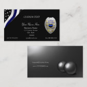 Thin Blue Line Custom Flag and Badge Visitekaartje (Voorkant / Achterkant)