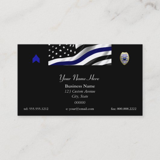Thin Blue Line Custom Flag and Badge Visitekaartje (Voorkant)