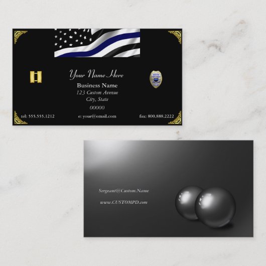 Thin Blue Line Custom Flag and Badge Visitekaartje (Voorkant / Achterkant)