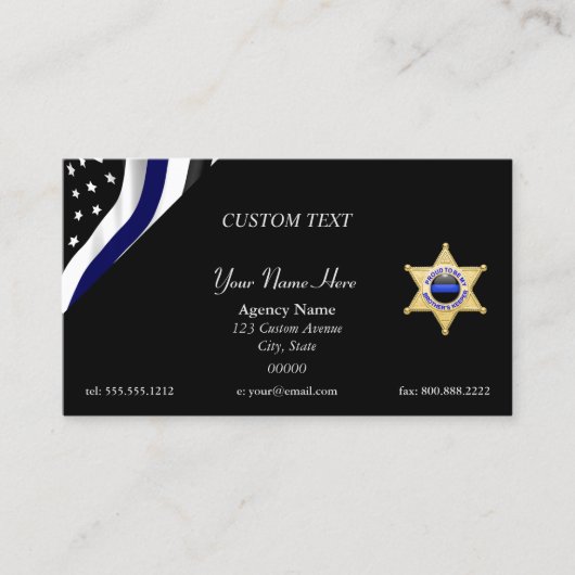 Thin Blue Line Custom Flag and Badge Visitekaartje (Voorkant)