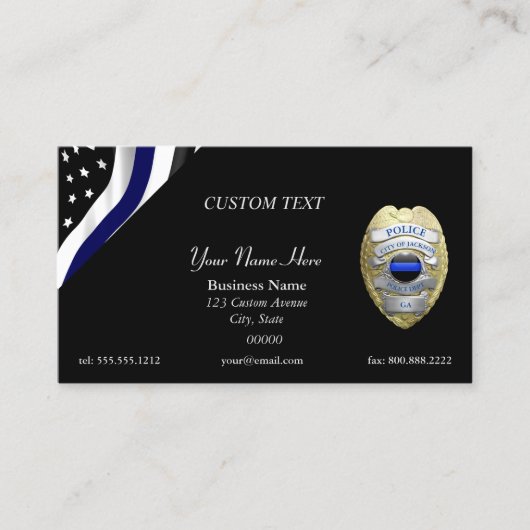 Thin Blue Line Custom Flag and Badge Visitekaartje (Voorkant)