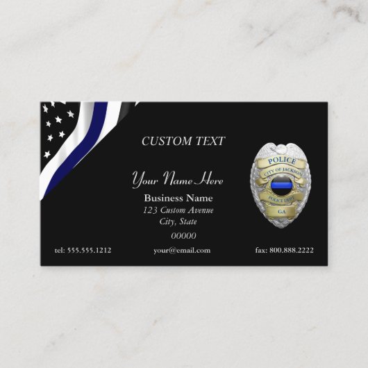 Thin Blue Line Custom Flag and Badge Visitekaartje (Voorkant)