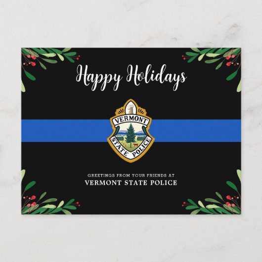 Thin Blue Line Custom Logo Police Department Feestdagenkaart (Voorkant)