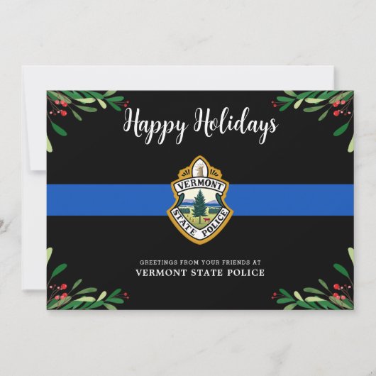 Thin Blue Line Custom Logo Police Department Feestdagenkaart (Voorkant)