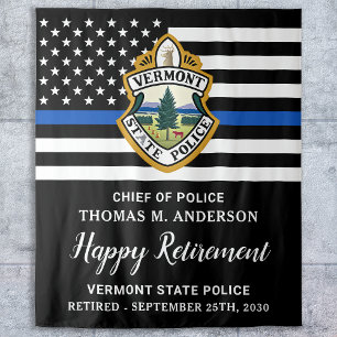 Thin Blue Line Custom Logo Police Retirement Party Wandkleed