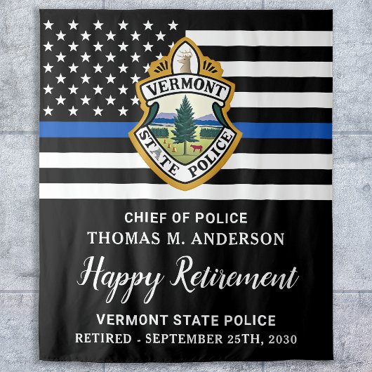 Thin Blue Line Custom Logo Police Retirement Party Wandkleed