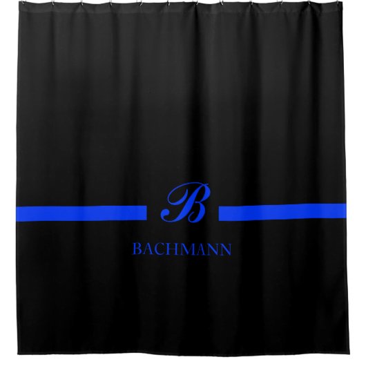 Thin Blue Line Custom Monogram Douchegordijn (Voorkant)