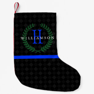 Thin Blue Line Custom Monogram Kleine Kerstsok