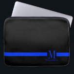 Thin Blue Line Custom Monogram Laptop Sleeve<br><div class="desc">Een dunne blauwe lijn die een indicatie is van het beroep van wetshandhavingsambtenaar. Dit object bevat een aangepast monogram samen met jouw naam of de naam van je cadeauontvangers eronder.</div>