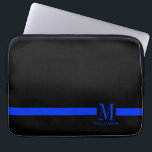 Thin Blue Line Custom Monogram Laptop Sleeve<br><div class="desc">Een dunne blauwe lijn die een indicatie is van het beroep van wetshandhavingsambtenaar. Dit object bevat een aangepast monogram samen met jouw naam of de naam van je cadeauontvangers eronder.</div>