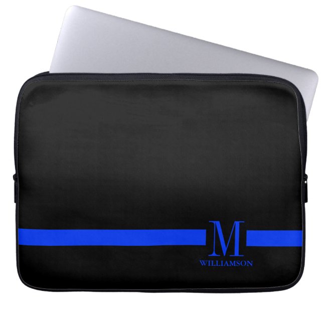 Thin Blue Line Custom Monogram Laptop Sleeve (Voorkant)
