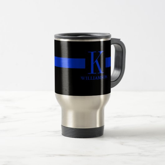 Thin Blue Line Custom Monogram Reisbeker (Voorkant rechts)