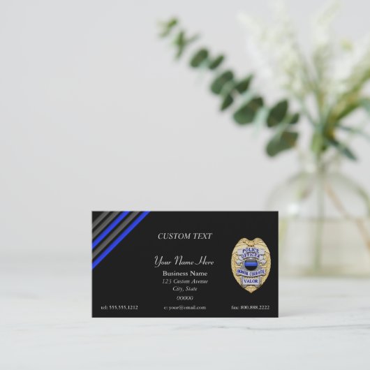 Thin Blue Line Custom Patch en Badge Business Car Visitekaartje (Staand voorkant)