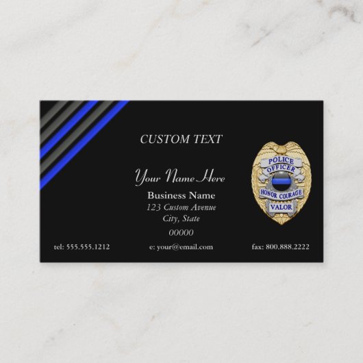 Thin Blue Line Custom Patch en Badge Business Car Visitekaartje (Voorkant)