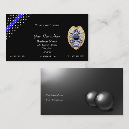 Thin Blue Line Custom Patch en Badge Visitekaartje (Voorkant / Achterkant)