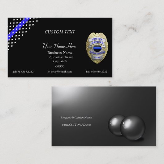 Thin Blue Line Custom Patch en Badge Visitekaartje (Voorkant / Achterkant)